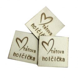Koženkový štítek gravír - "tátova holčička"- varianty vyrobeno v EU