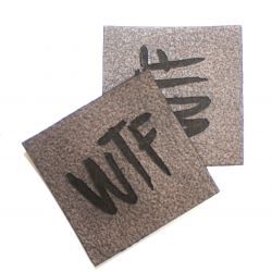 Koženkový štítek gravír - " WTF "- varianty vyrobeno v EU