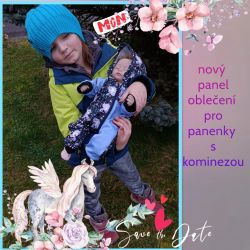 Panel oblečení na panenku vel 43 -panel 30- kombinéza jednorožec