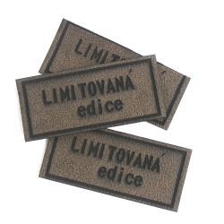 Koženkový štítek gravír - "LIMITOVANÁ EDICE " - varianty - "LIMITOVANÁ EDICE " - tmavý vyrobeno v EU
