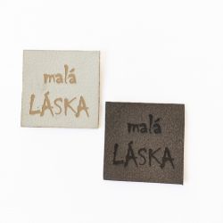Koženkový štítek gravír - "malá láska"- varianty vyrobeno v EU