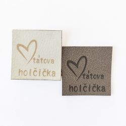 Koženkový štítek gravír - "tátova holčička"- varianty vyrobeno v EU
