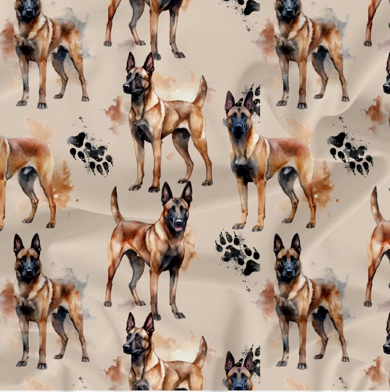 Belgický ovčák malinois na béžové -materiálové varianty mavaga design