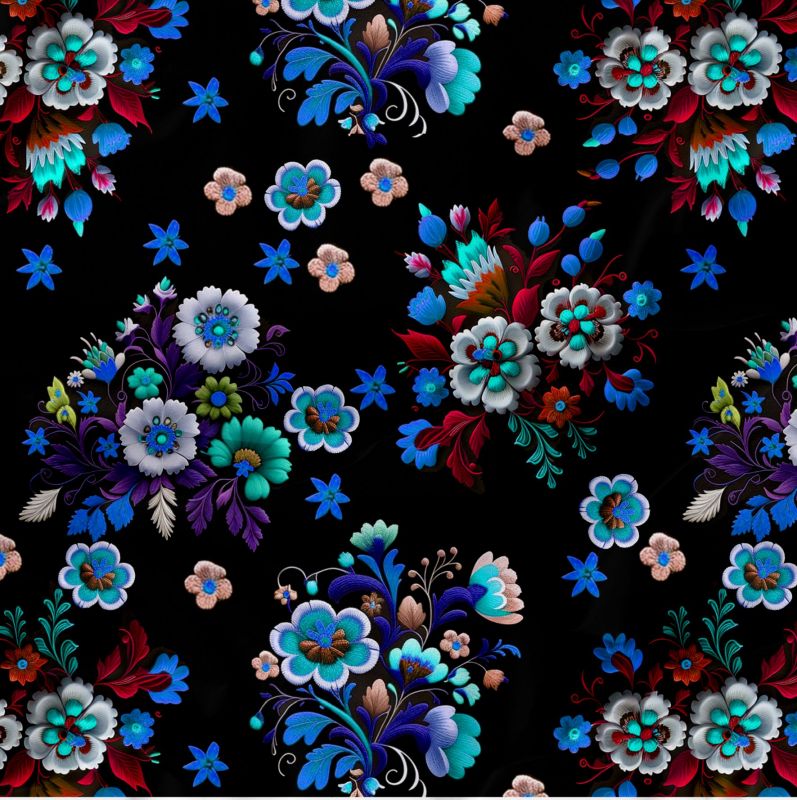 Folklor výška modrá -materiálové varianty mavaga design