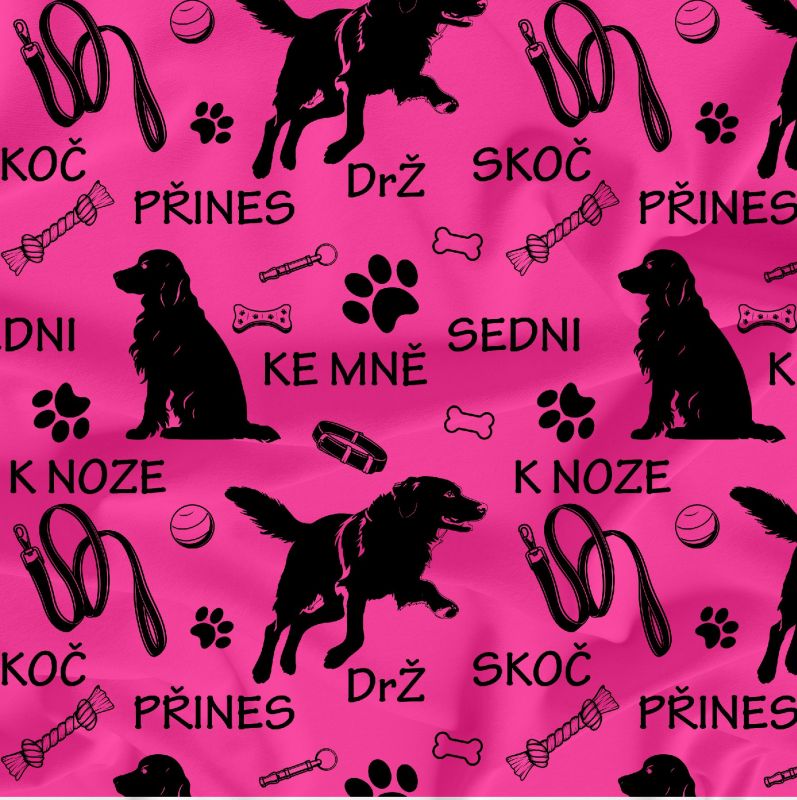 PSÍ povely a psi FLUO RŮŽOVÁ -materiálové varianty mavaga design