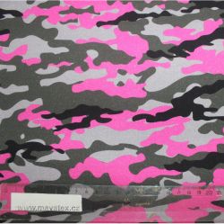 Teplákovina kamufláž malinová - 270 gsm EU-úplety atest pro děti