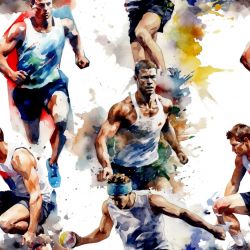 SAM1193A (Atletika kluk  akvarel  -materiálové varianty)