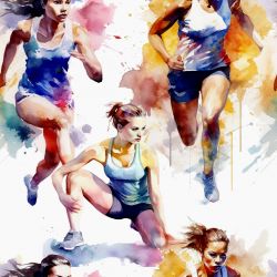 SAM1193B (Atletika holka  akvarel  -materiálové varianty)
