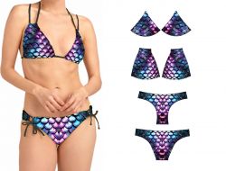 Panel na BIKINY- tisk do střihu - dračí kůže FIALOVÁ | S, M, L, XL Panel na BIKINY- tisk do střihu - dračí kůže FIALOVÁ | S, M, L, XL