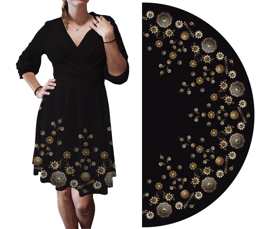 Panel na půlkolovku- zlaté mandaly a kytky (imitace zlata) - materiálové varianty mavaga design