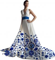 OTOČENÝ PANEL -folklor modrý-materiálové varinaty mavaga design