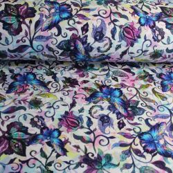 Teplákovin květy a motýlkové- 250 gsm EU-úplety atest pro děti
