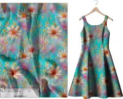 Akvarelové květy na aqua -materiálové varianty mavaga design