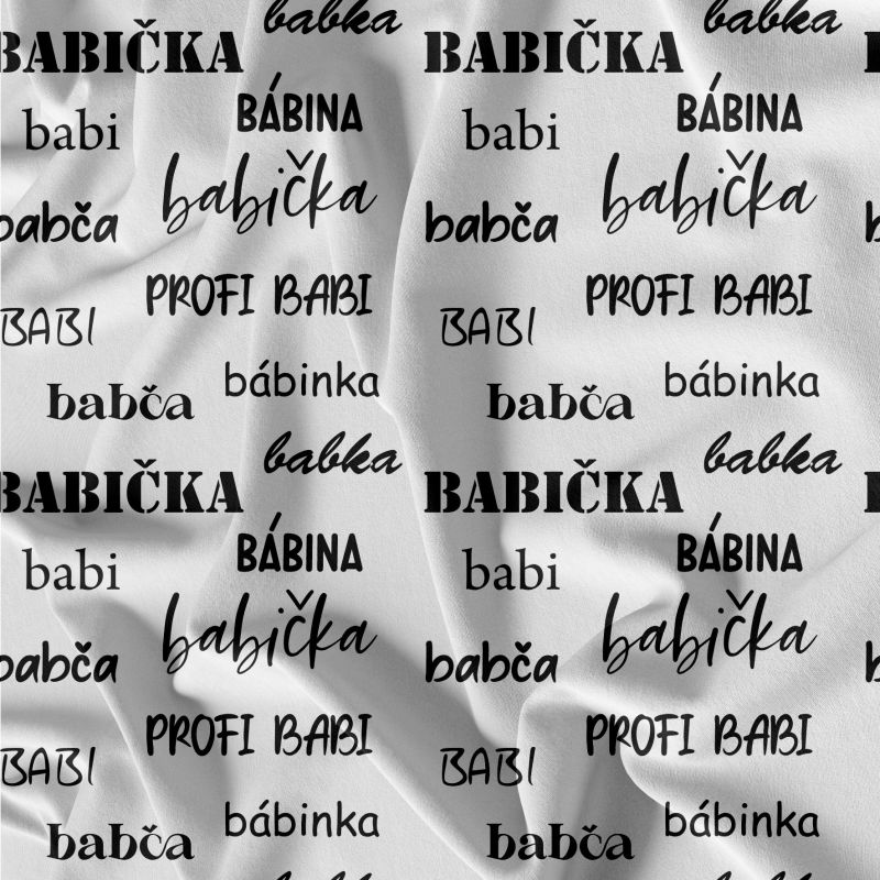 Babička texty na bílé-materiálové varianty mavaga design