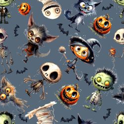 SAM1275B (Halloween monster šedomodrá- materiálové varianty)