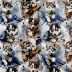 Husky štěně na bílé-materiálové varianty mavaga design