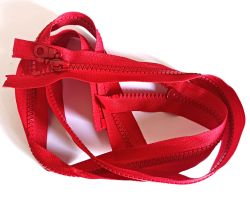 KOSTĚNÝ ZIP   dělitelný červený - VARIANTY délky -barva 150 | 50 cm, 55 cm, 65 cm