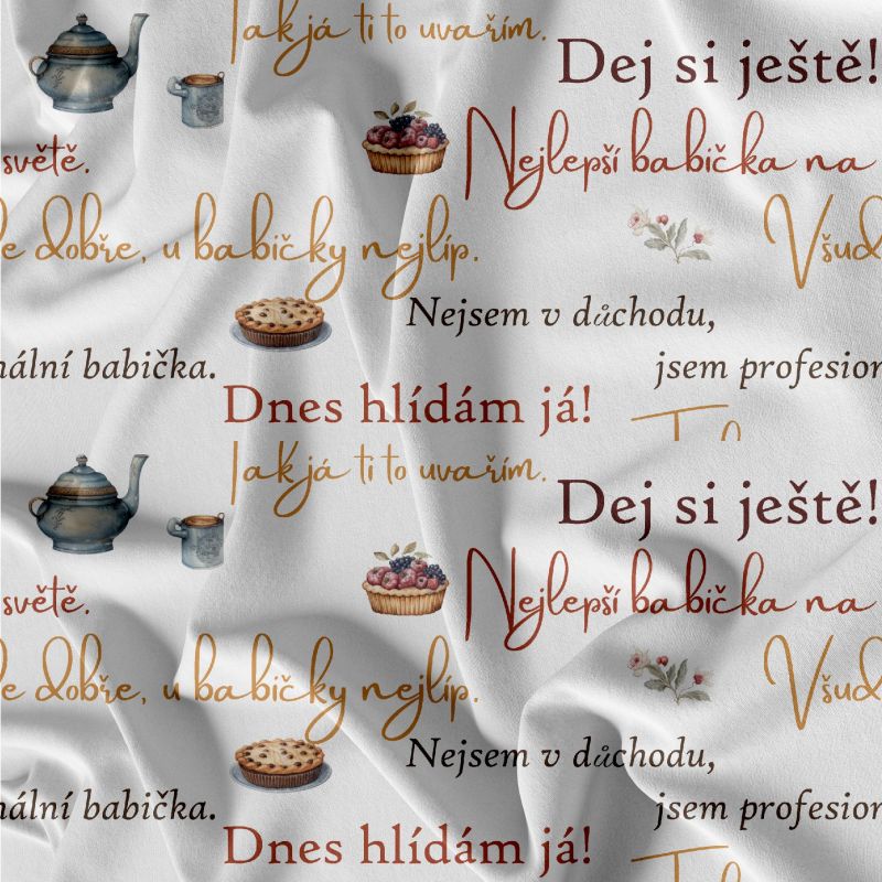 Babička na bílé-materiálové varianty mavaga design
