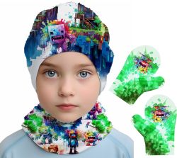 Panel na ČEPICI+nákrčník + rukavice -Kostičkovaní hráči Panel na ČEPICI+nákrčník + rukavice -Kostičkovaní hráči