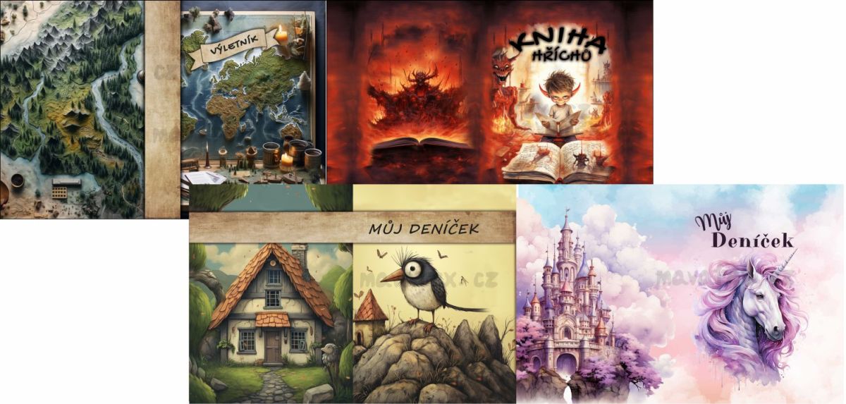 Panely na obal na malý sešit- SET 4ks - desén 44 ČESKÝ VÝROBEK