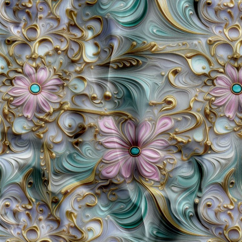 Růžové fraktálové květy-materiálové varianty mavaga design