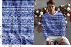 Pletený norský vzor - modrá - materiálové varianty mavaga design norský vzor modrý