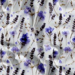 Fialové kvítky na bílé- materiálové varianty mavaga design