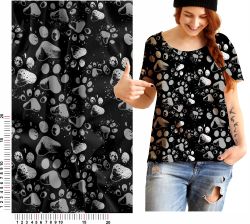 Tlapky černo-šedé- materiálové varianty | Bela- polyesterový úplet, Torino -úplet funkční, MILKY -úplet funkční, FERRA -úplet, Lycra, PUSH UP LYCRA/ plavkovina, Garzato- počesaný funkční úplet, Termo lycra počesaná, DOLOMITY -počesaný 250 gsm, Softshell zimní 320 gsm, Softshell LETNÍ NEPRUŽNÝ, Softshell ZIMNÍ PRUŽNÝ 220 gsm, Softshell letní pružný 220gsm, Softshell jarní 285 gsm, Softshell BERÁNEK, Kočárkovina, Micropeach -tkanina 100 % pes, Silver pružné plátno, SILKY, Venezie úplet, Satén úpletový Valentino  PES+el., Microplyš pružný