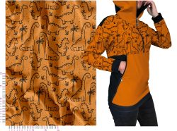 Jednobarevný tisk Dinosauři - zimní softshell - varianty barev soft - atest pro děti