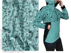 Jednobarevný tisk Dinosauři - zimní softshell - varianty barev soft - atest pro děti