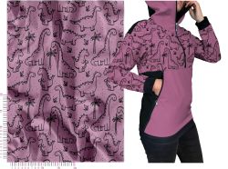 Jednobarevný tisk Dinosauři - zimní softshell - varianty barev soft - atest pro děti