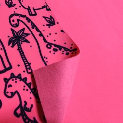 Jednobarevný tisk Dinosauři - zimní softshell - varianty barev | barva FLUO RŮŽOVÁ, č. 883