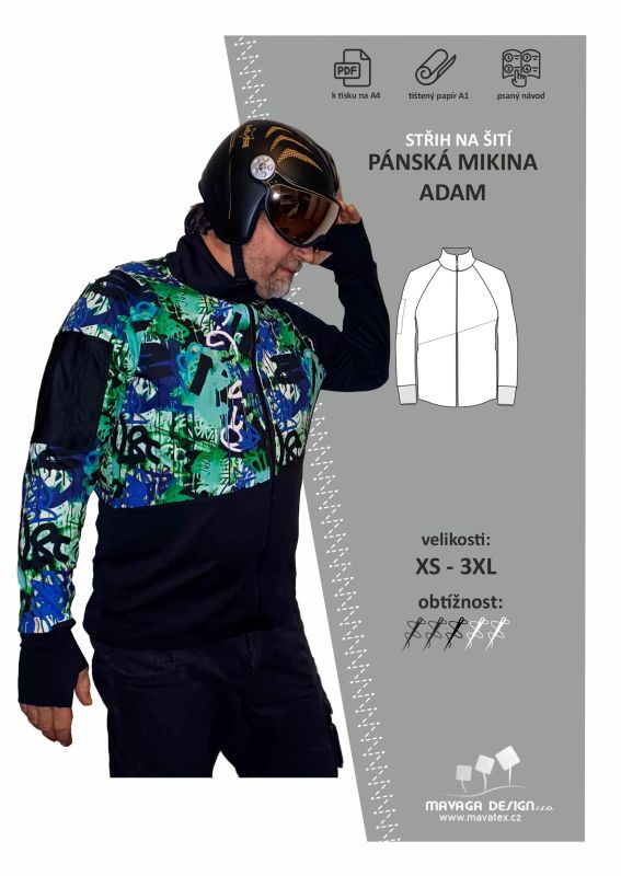 střih na pánskou mikinu