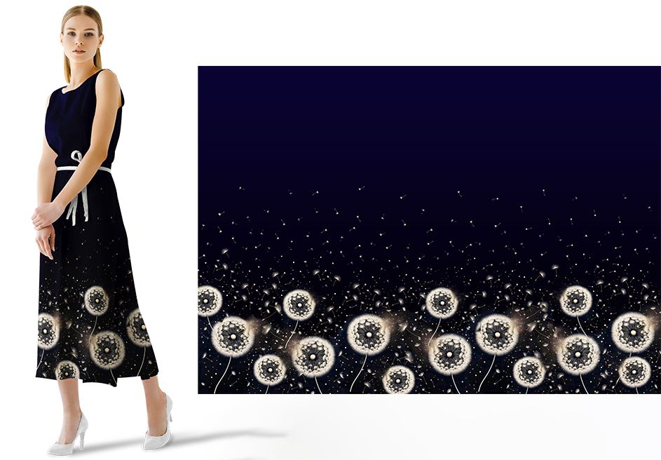 PANEL na šaty / triko/leginy -pampelišky-materiálové varianty mavaga design