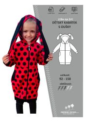 střih na dětskou mikinu s oušky