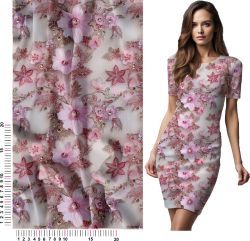 silky výšivka, silky tisk, látka vyšívané květy mavaga design
