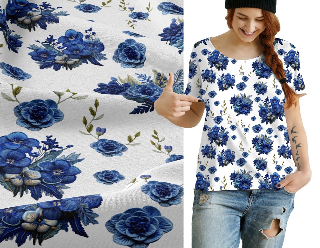 Vyšívaný desén modrý -materiálové varianty mavaga design