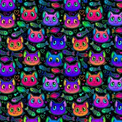 Teplákovina kočkY NEON- 250 gsm EU-úplety atest pro děti