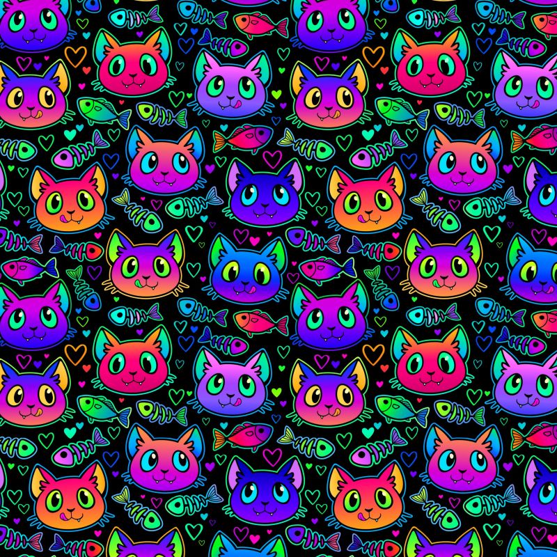 Teplákovina kočkY NEON- 250 gsm EU-úplety atest pro děti
