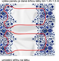 OTOČENÝ PANEL -folklor modrý bordura přechod-materiálové varinaty mavaga design
