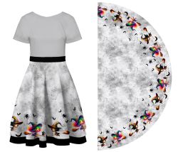 Panel na půlkolovou sukni Čarodejnice šedá mavaga design sukně na halloween