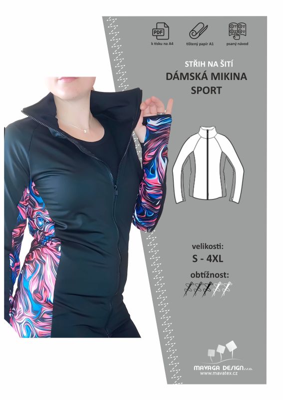 střih na dámskou sportovní mikinu