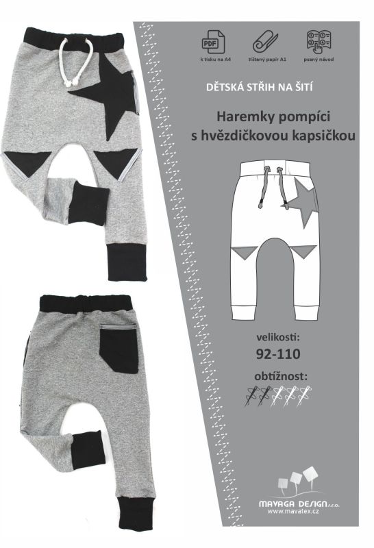 Elektronický střih -Haremky pompíci s hvězdičkovou kapsičkou Mavatex