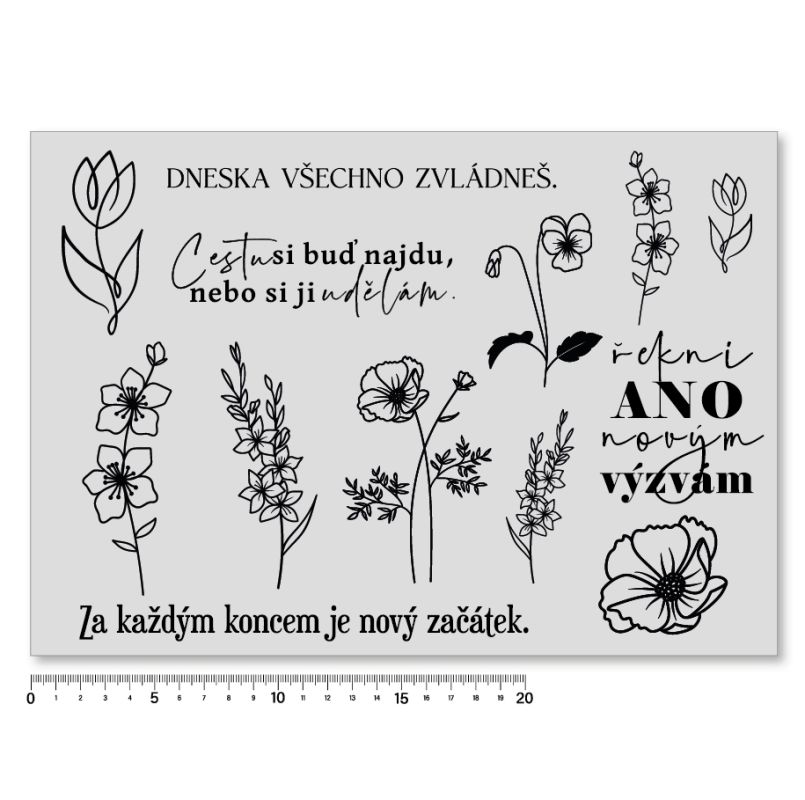 nažehlovací texty a květiny