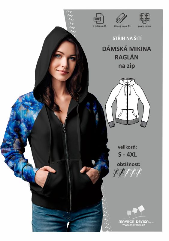 Střih dámská mikina na zip