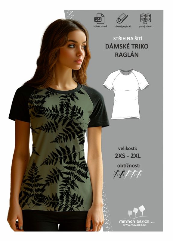 střih na dámské raglánové triko