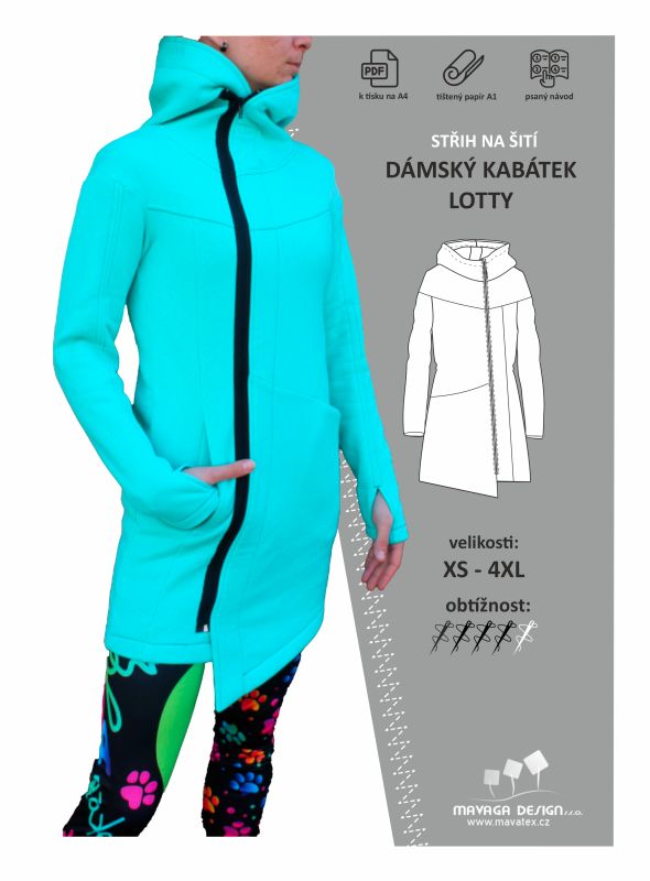 střih na mikinový kabátek