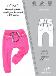 Papírový střih -Haremky úzké s našitými kapsami + PD sedlo Mavatex