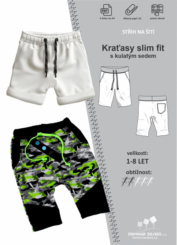 Papírový střih - Kraťasy dětské - slim fit Mavatex