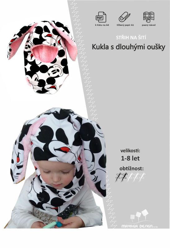 Papírový střih-Kukla s oušky - střih na čepici, šijeme čepici, jak ušít čepici Mavatex